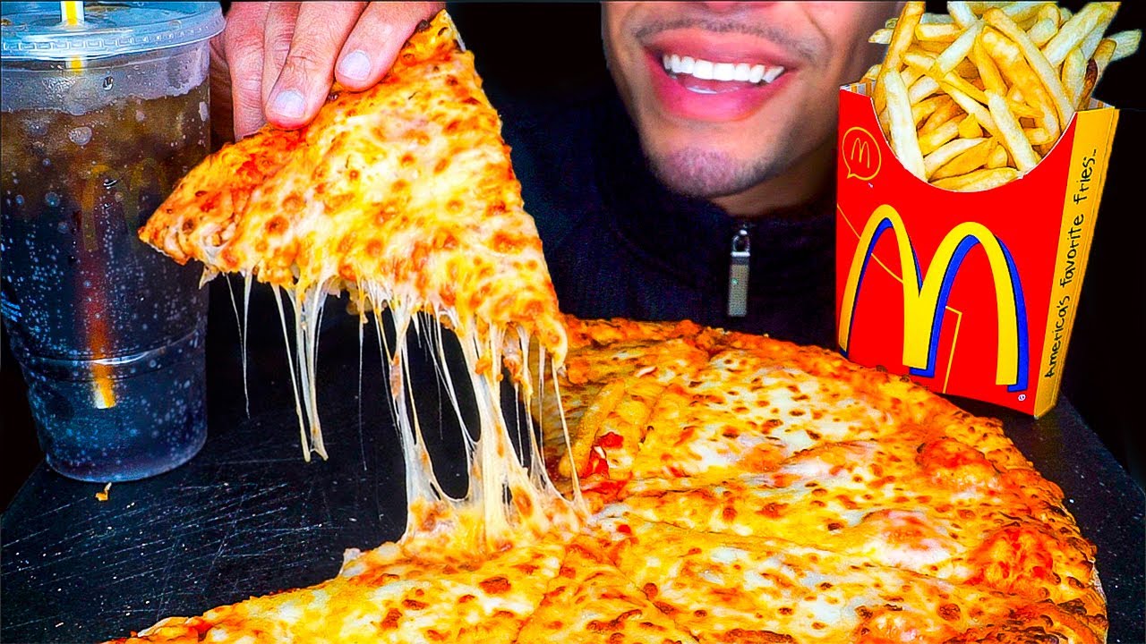 ASMR | CHEESIEST CHEESE PIZZA MCDONALD'S FRENCH FRIES | EATING SHOW MOUTH SOUNDS | NO TALKING MUKBAN