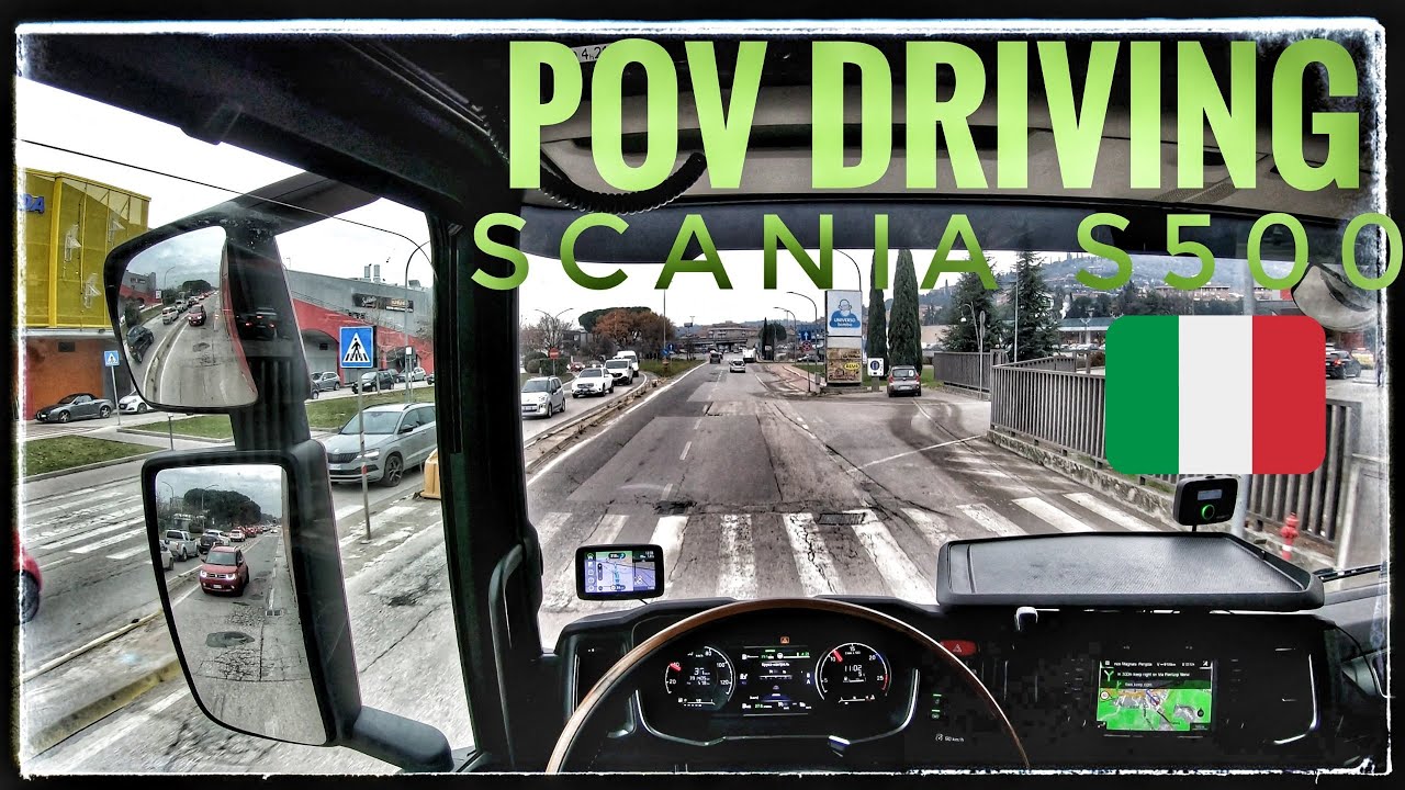 Pov driving truck. Italian nacional roads(Perugia to Ancona). Stabilization OFF