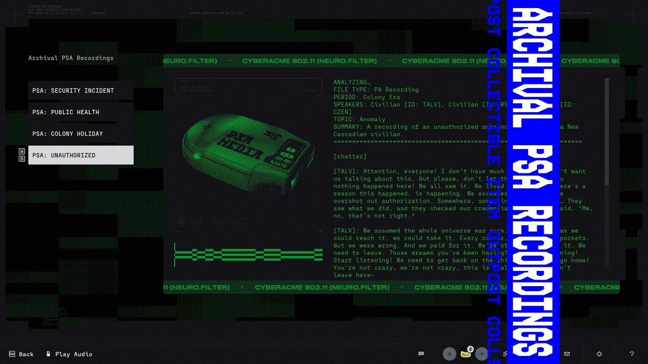 Marathon | Archival PSA Recordings | Audio Log 4