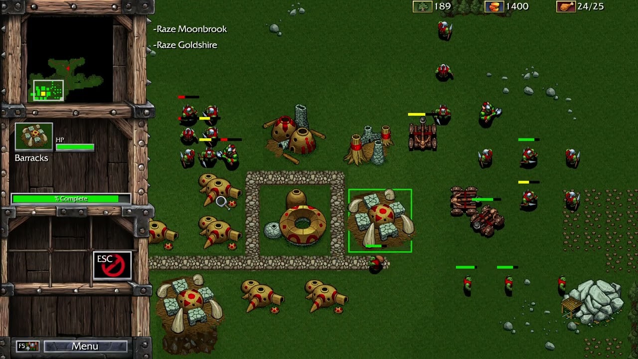 Warcraft 1 Remastered - Orc - 11: Goldshire and Moonbrook (Insane mod)