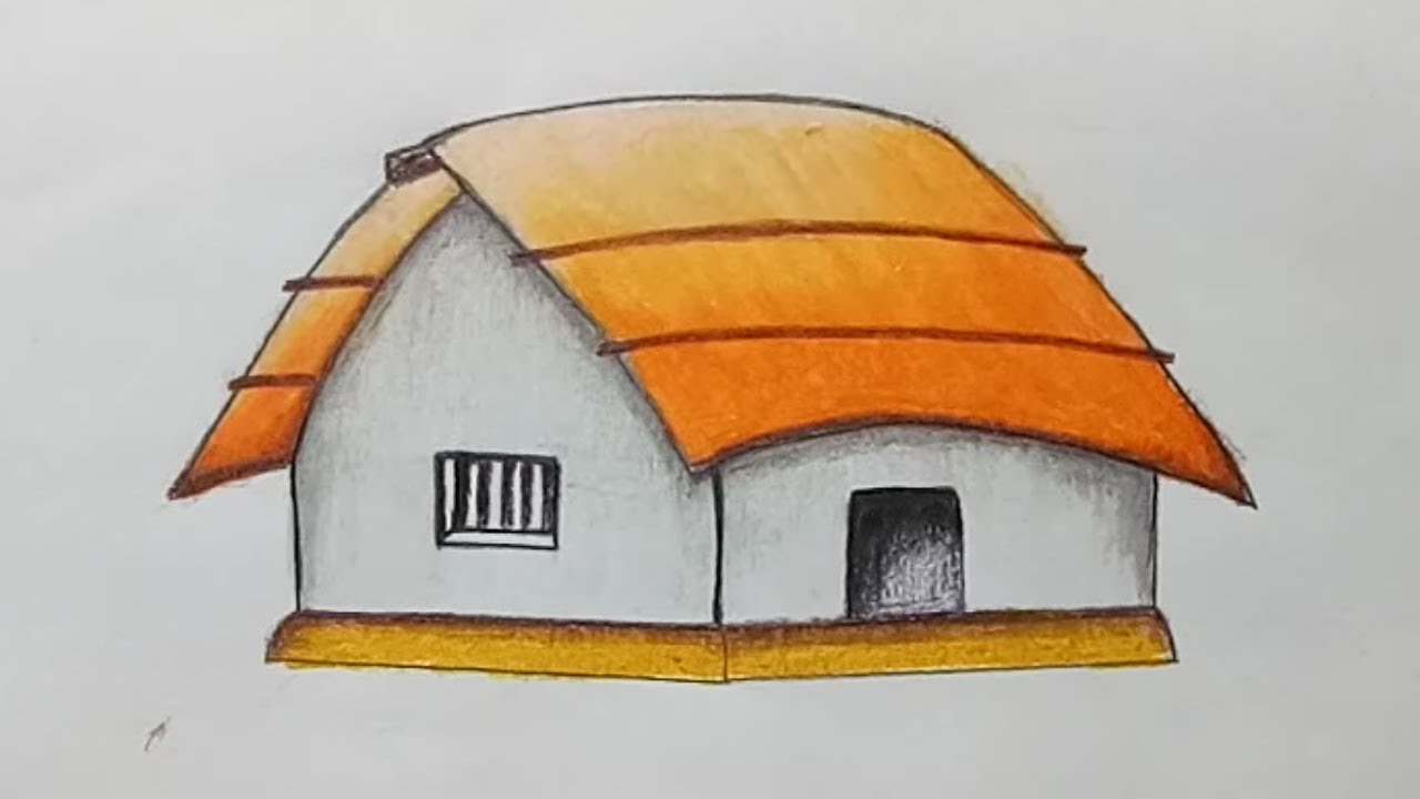 How to draw a hut/house.Step by step(easy draw)