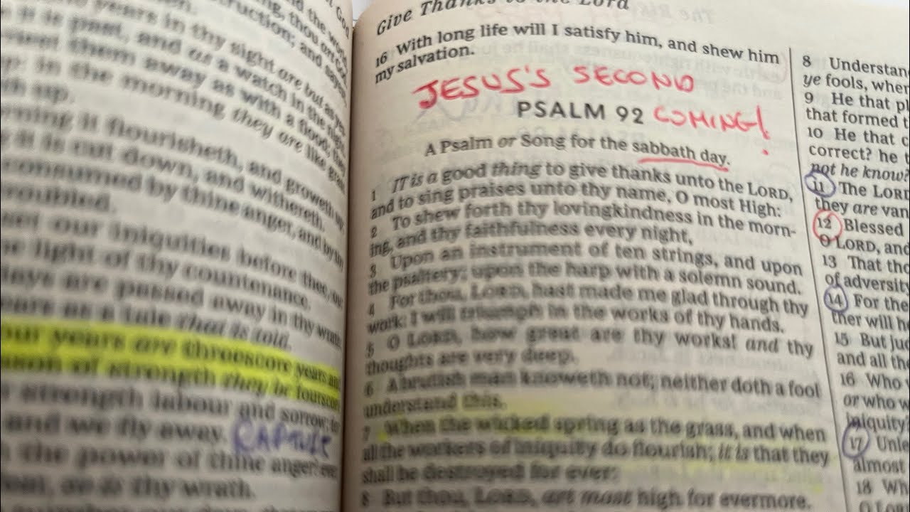 Jesus’s Second Coming Is On A Sabbath Day, According To Psalm 92 “Sequentially”