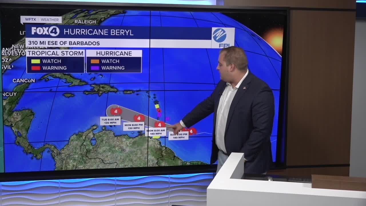 SUNDAY PM UPDATE: Hurricane Beryl is now the earliest Atlantic Cat 4 on record