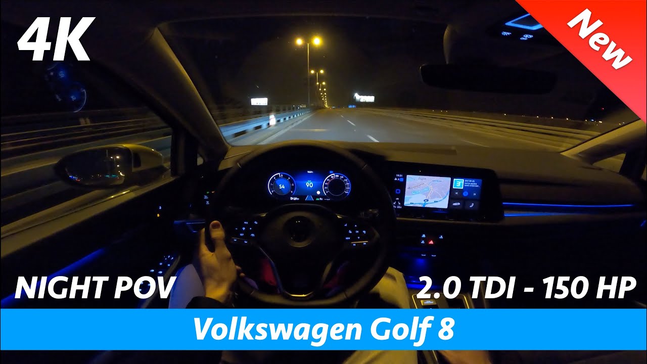 Volkswagen Golf 8 - Ночной POV тест-драйв и обзор в 4K | Светодиодные матричные фары, 0 - 100 км/ч