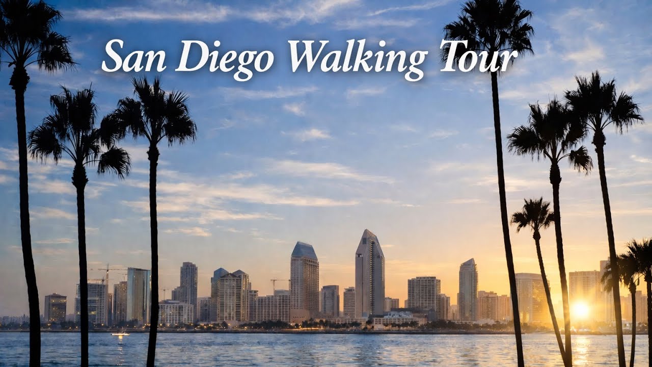 San Diego California 4K Walking Tour  40 Minute Real Time POV Walk Through Downtown & Waterfront