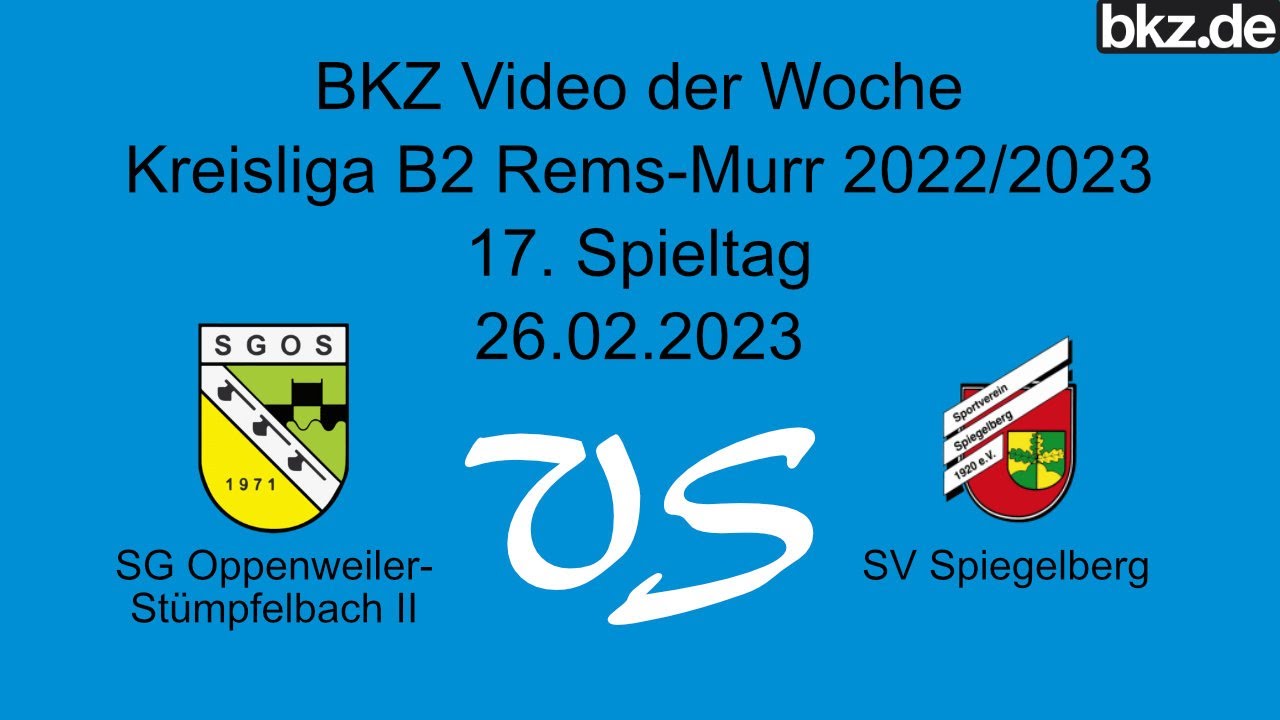 Fu&szlig;ball-Kreisliga B2: SG Oppenweiler-Str&uuml;mpfelbach II - SV Spiegelberg