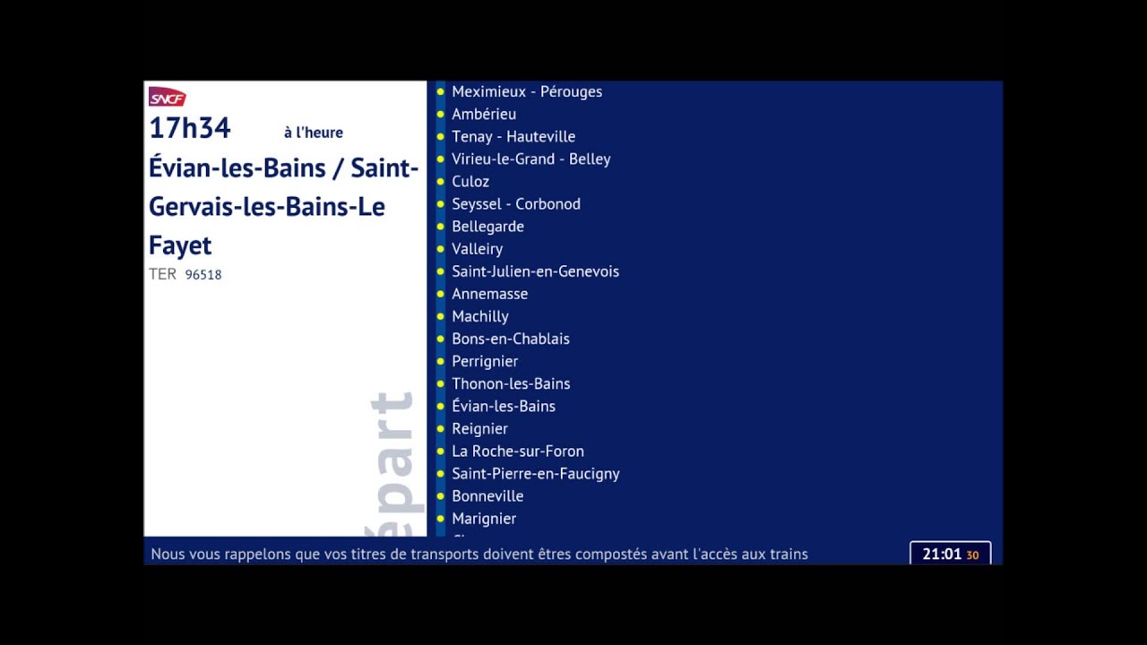 Annonce Sncf - Direction Évian-les-Bains / Saint-Gervais-les-Bains-Le Fayet a Lyon