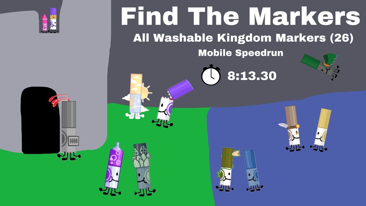 [Updated] All Washable Kingdom Markers (26) Mobile Speedrun | 8:13.30 | Find The Markers