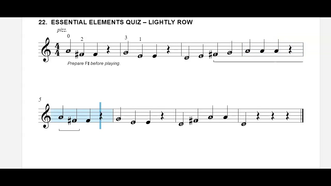 22. Essential Elements Quiz  - Lightly Row - Violin