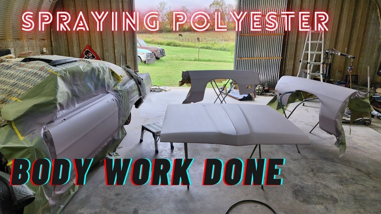 laying it down! spraying Super Build Polyester primer.