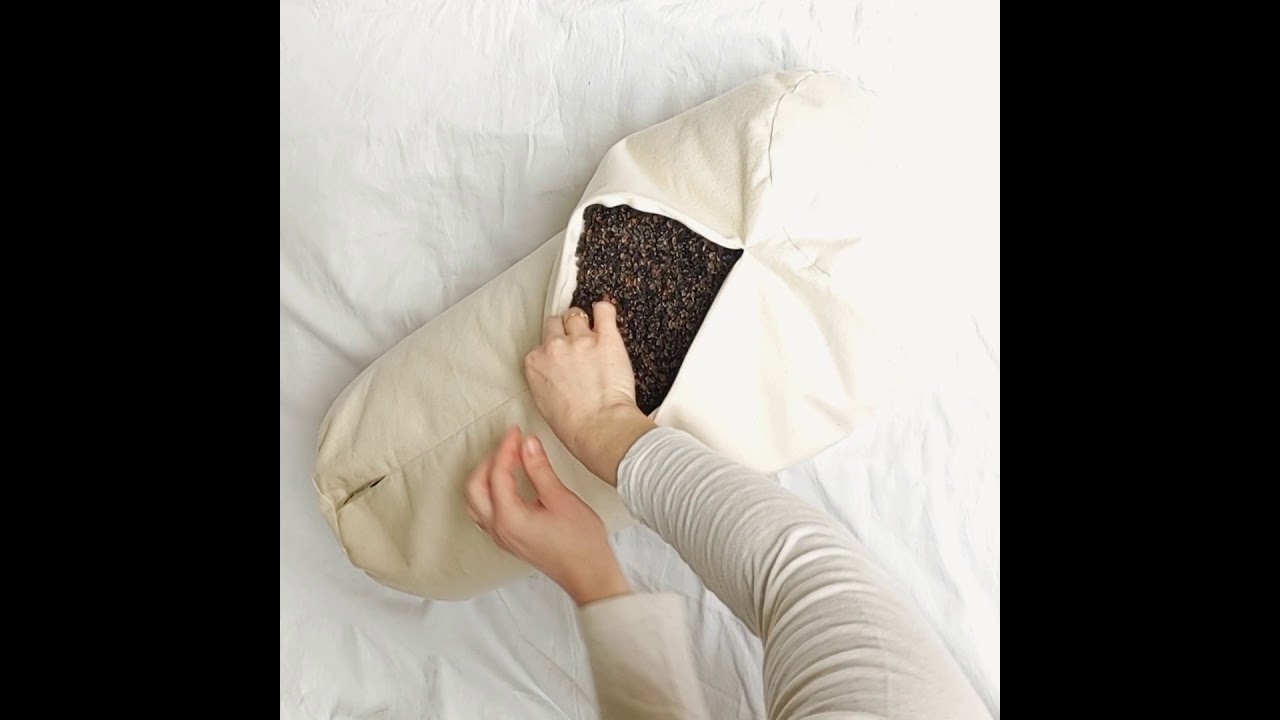Opening a ComfyNeck buckwheat hull pillow