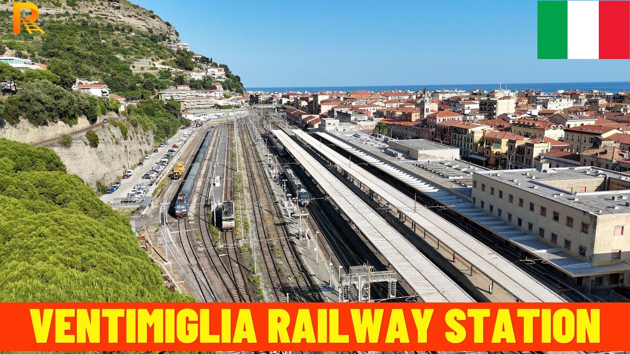 4 K Ventimiglia Railway Station (Italy–France Border) • Aerial view | Drone Footage