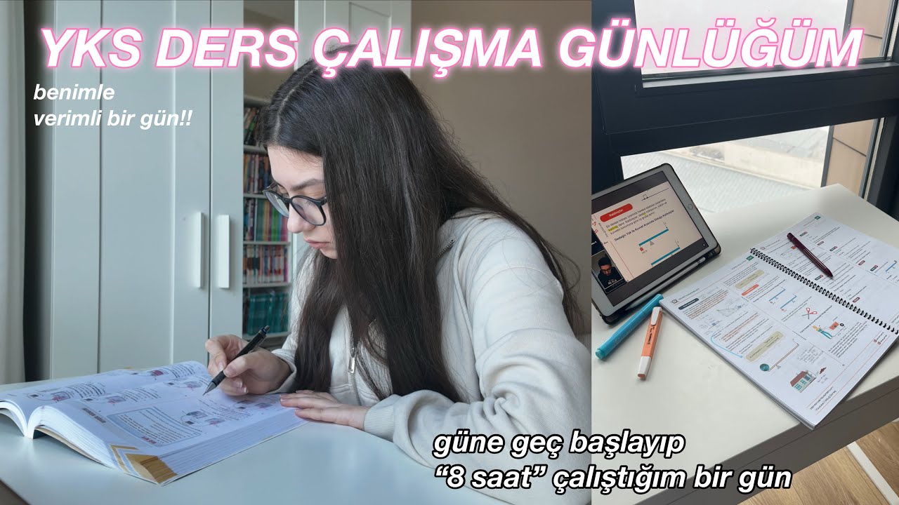 ders çalışma günlüğüm 👩🏻‍💻 8 saat çalıştığım bir gün