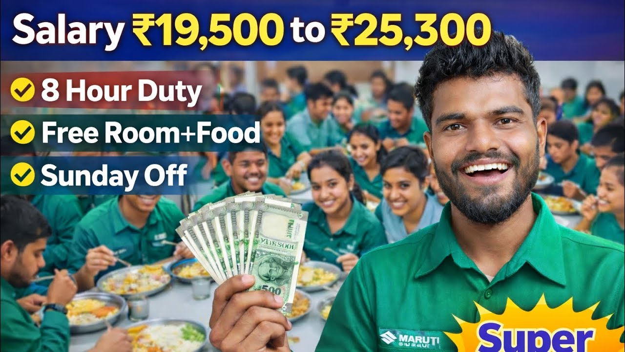 Maruti Suzuki Job 2026 | ITI Campus Placement | ₹25,300 Salary | Free Room Food  8 Hours Duty Sunday