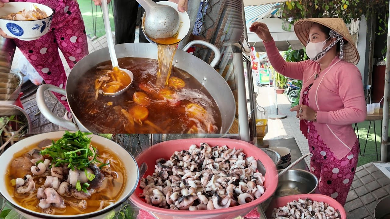 Ngỡ ngàng trước quán bún mực giá rẻ mà topping quá nhiều buổi trưa không có chỗ dựng xe