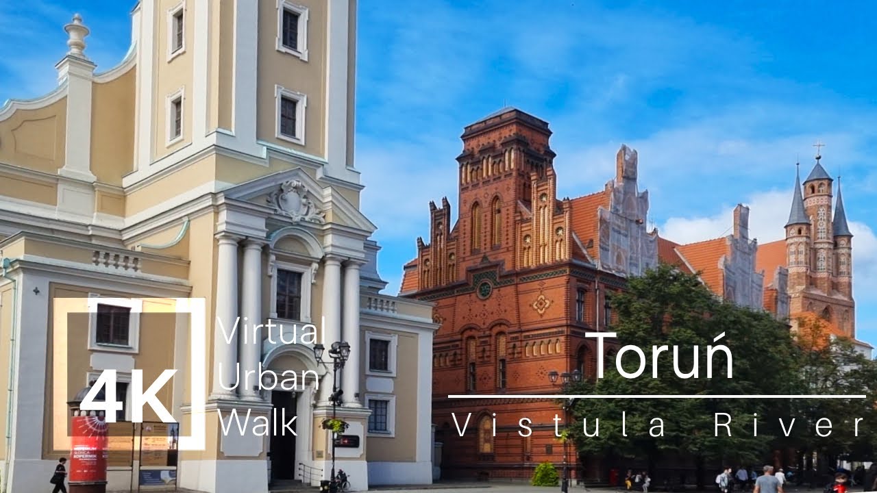 4K Virtual City Tour with Ambient Sound - Torun, Poland