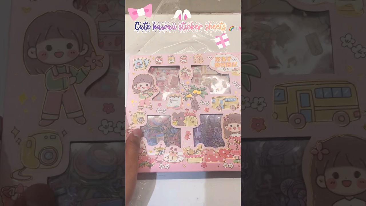 I found this cute kawaii sticker sheet from Amazon 🎀🫧🌈😭unboxing
