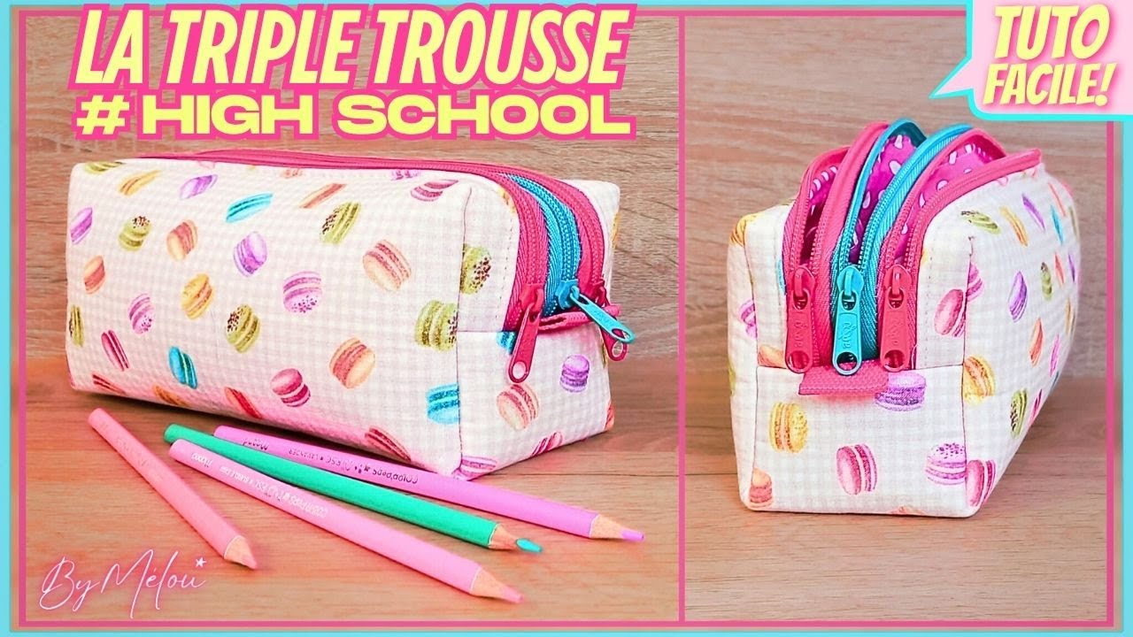 🌸 ПРОСТОЙ РУКОВОДСТВО ПО ШИТЬЮ #DIY 🌸 Сшейте пенал для трех предметов #HIGHSCHOOL #ByM&eacute;lou 🥰