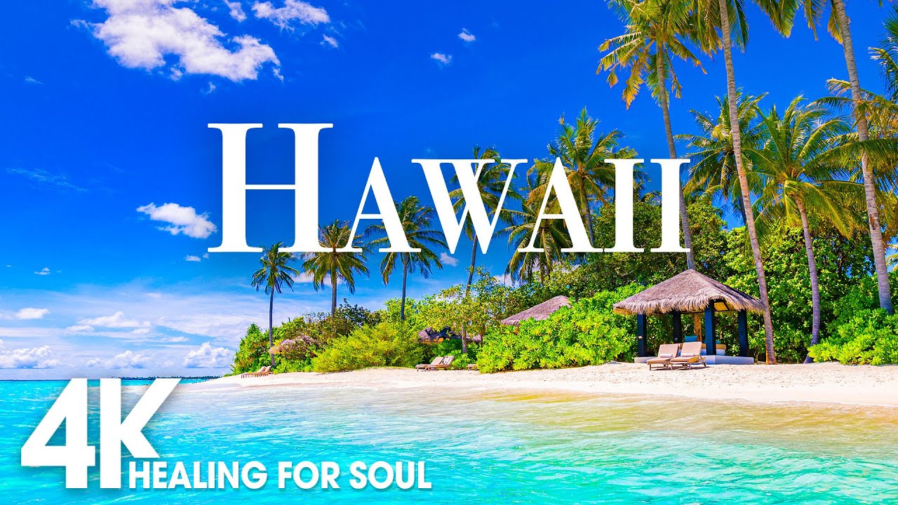 HAWAII NATURE in 4K UHD Drone Film + Relaxing Piano Music for Stress Relief, Sleep, Spa, Yoga, Cafe