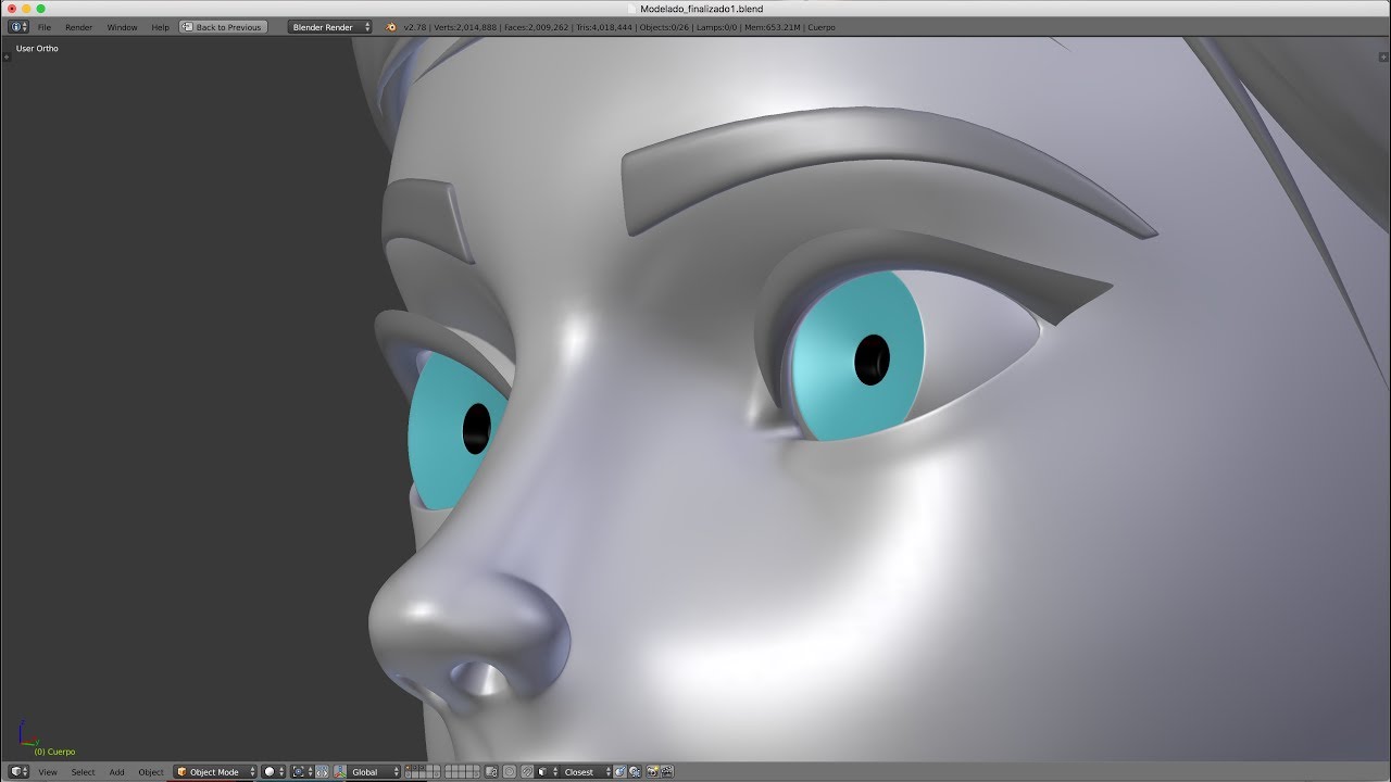 15. Creación de personaje en blender - Parpados, pestañas, cejas, accesorios
