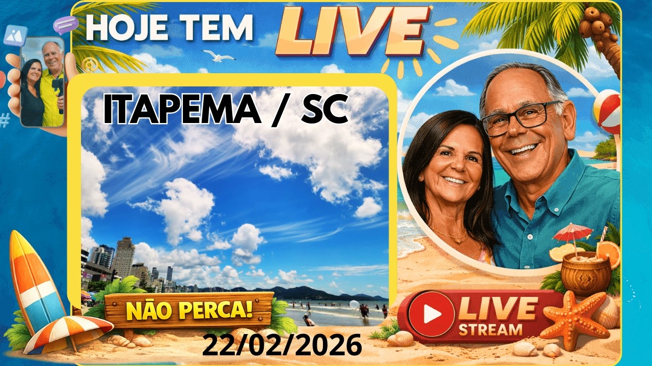 ITAPEMA / SC =  MEIA PRAIA AO VIVO  22/02/2026  = 18:30 HR