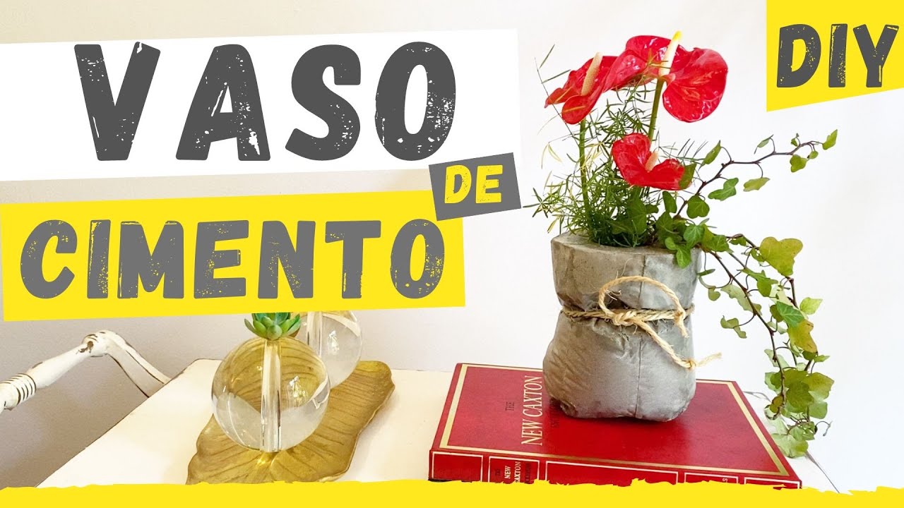 Diy Como fazer um vaso de cimento com formato de saco