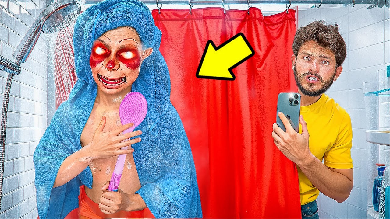 We caught the Puppet Man showering in our house…