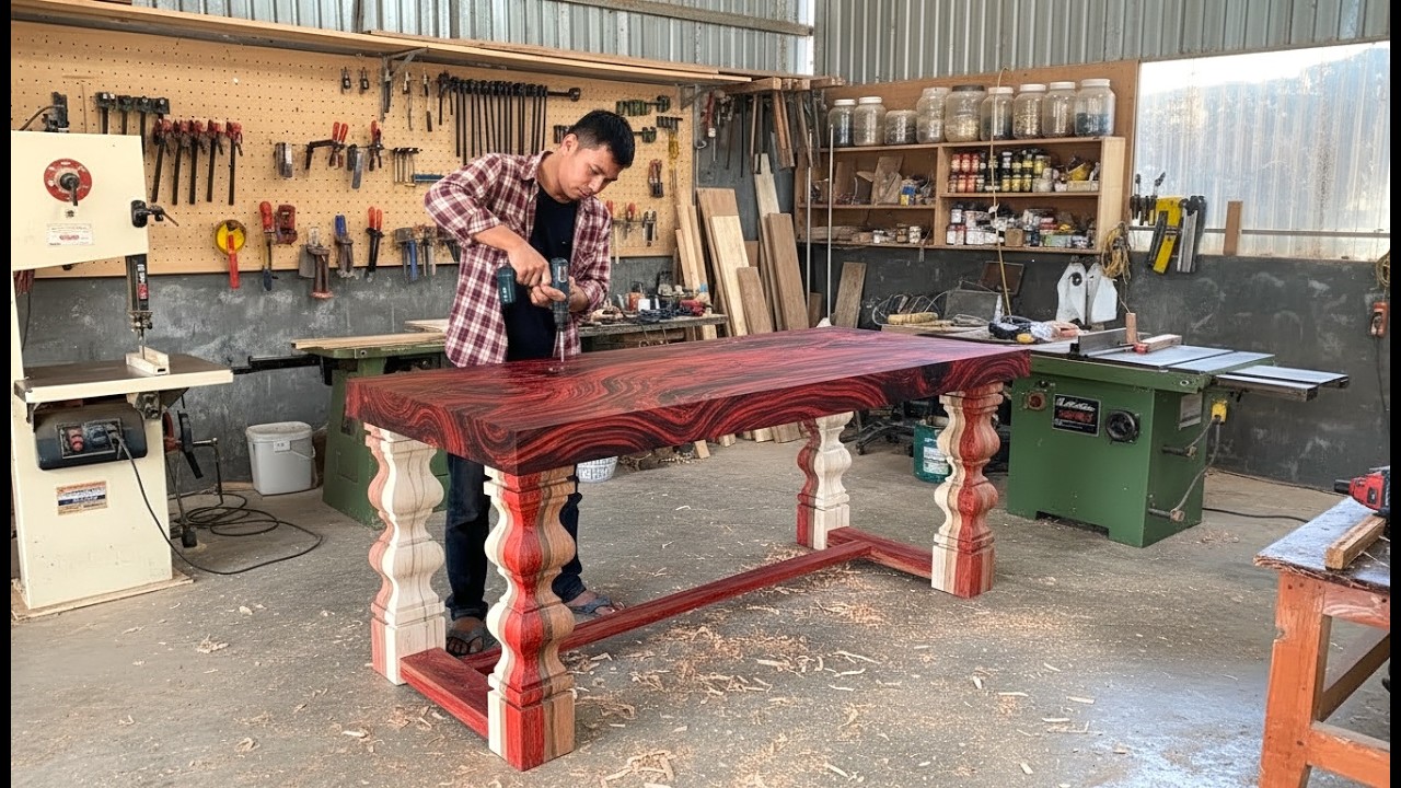 The Woodworking Skills Of A Carpenter With Many Years Of Experience  _ A Table With A Unique Design