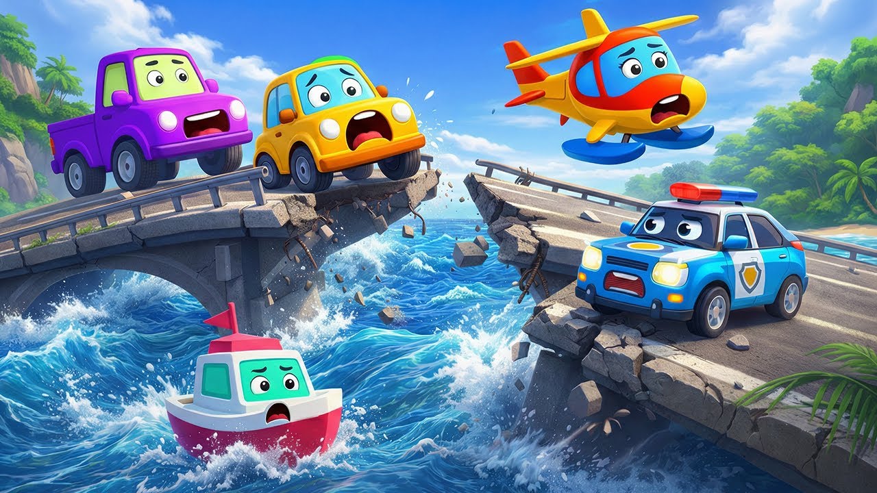 Bridge Collapse in the Storm! Rescue Team in Action! 🌧️🚨 | City Vehicle Stories