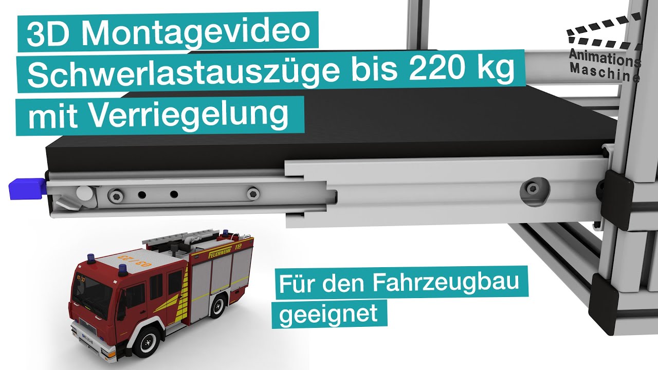 3D Montagevideo Schwerlastauszüge bis 220 kg mit Verriegelung