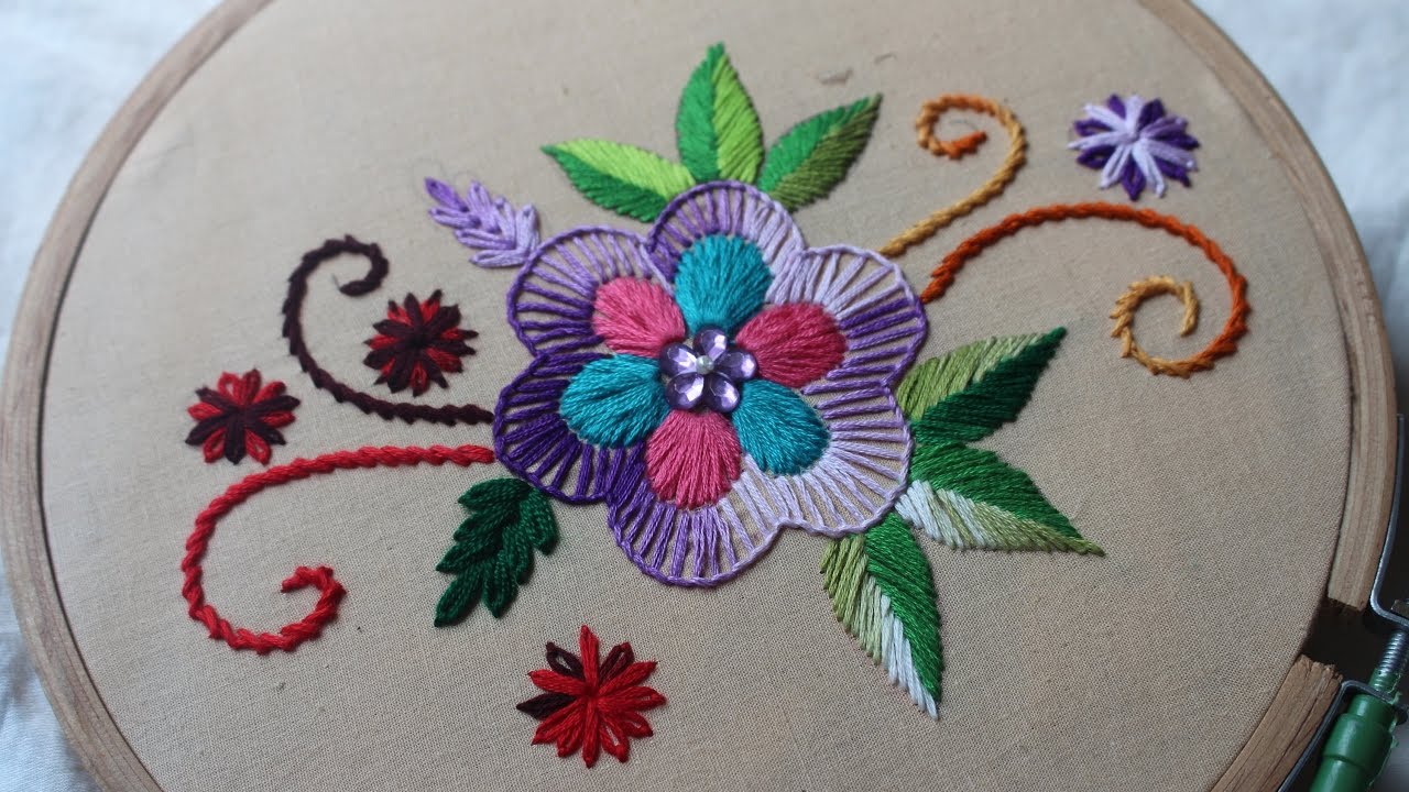 Hand Embroidery Designs | Basic design tutorial | Stitch and Flower-135