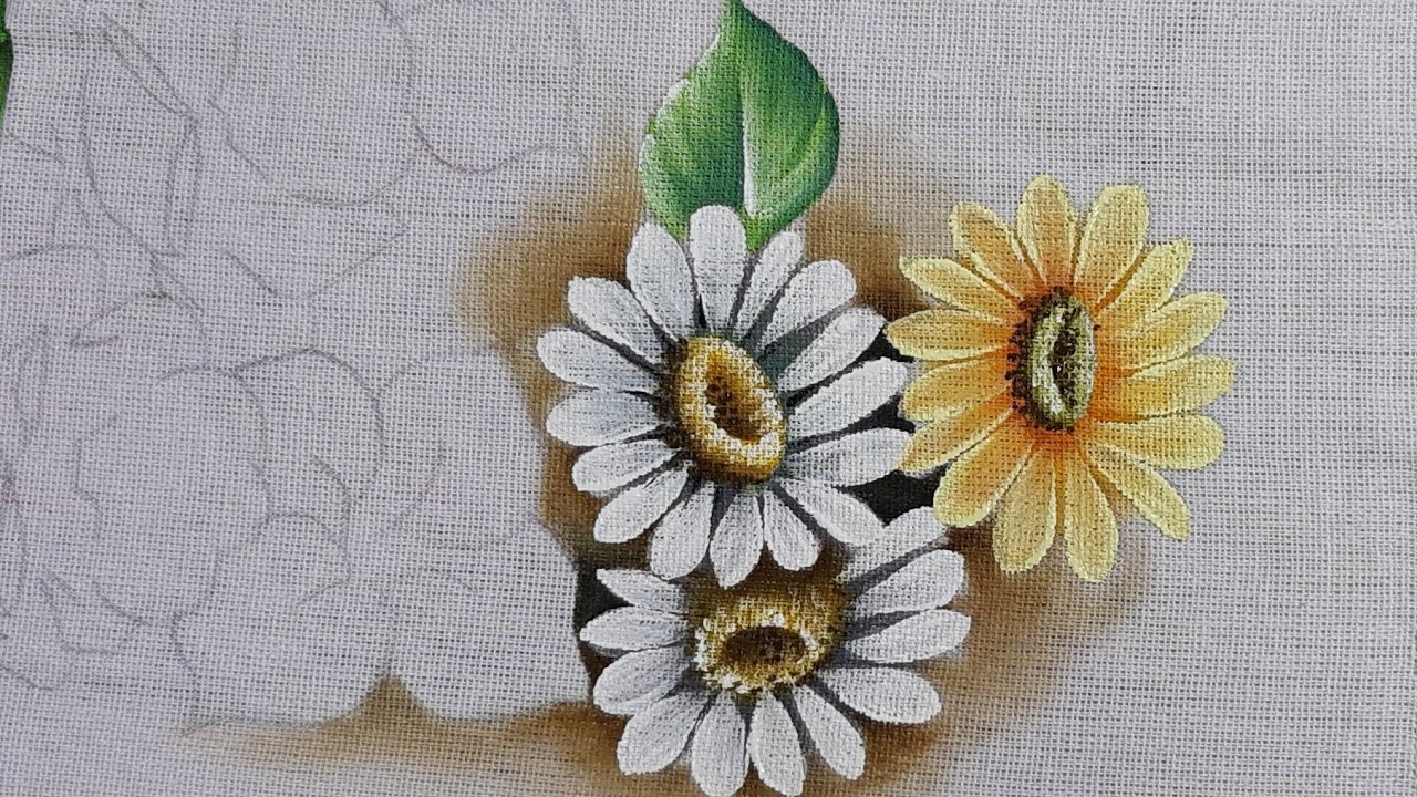 aprenda pintar margarida pintura para iniciantes #pinturaemtecido