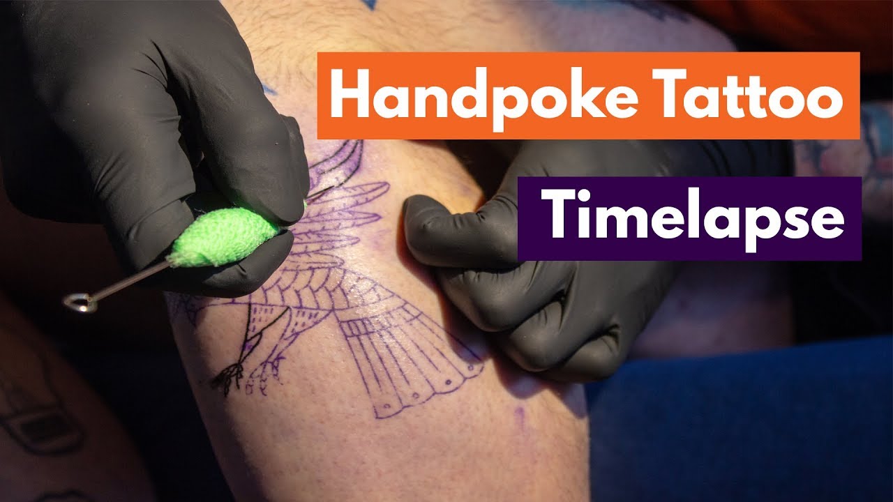 Handpoke Bird Tattoo Timelapse - Pt. 1 -  @oscardarko Design