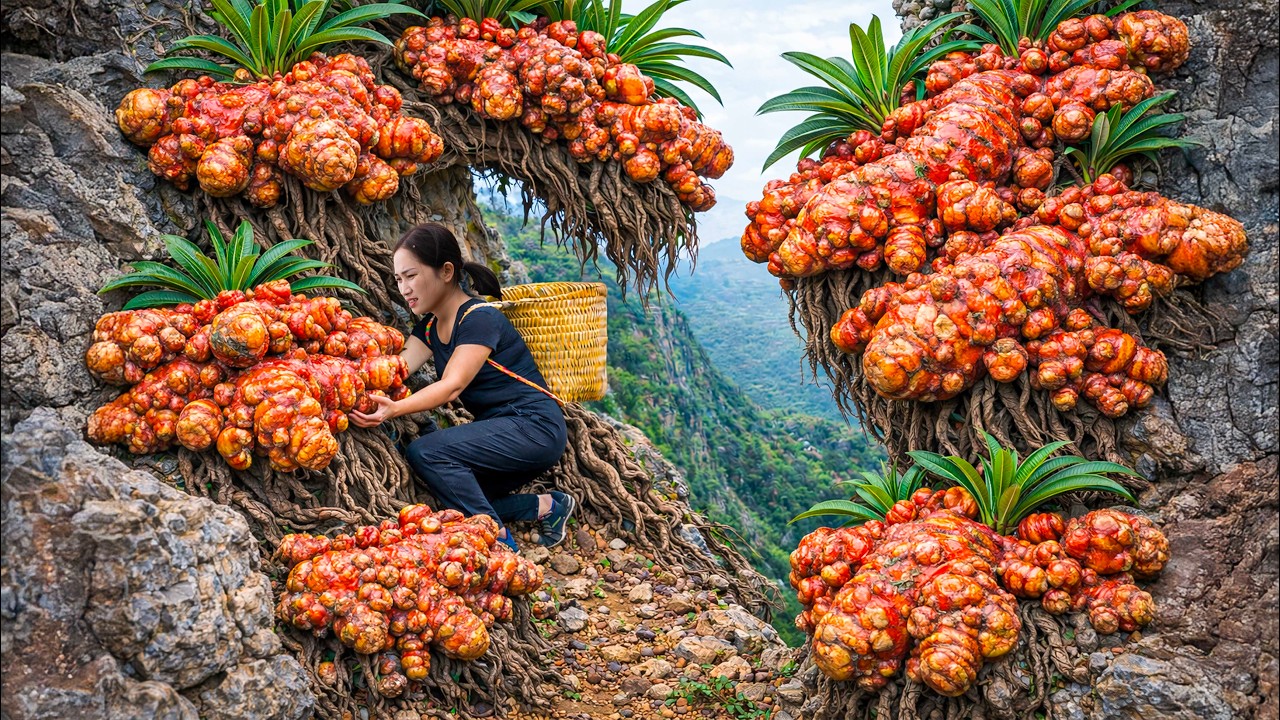 Harvesting GIANT Red Turmeric to Sell | Extreme Mountain Harvest Nobody Expected