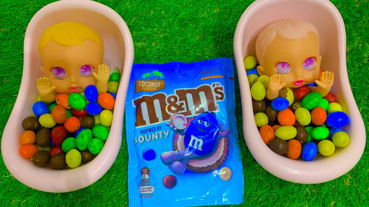Satisfaction Video l Coconut M&M's chocolates and Three bathtub ASMR Video