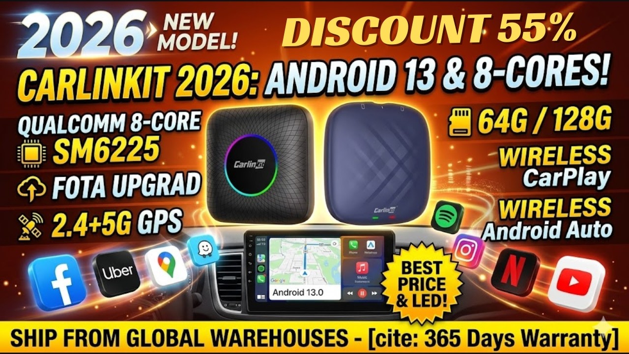 Обзор CarlinKit CarPlay AI Box 2026 &ndash; беспроводная поддержка CarPlay и Android Auto на Android 13...