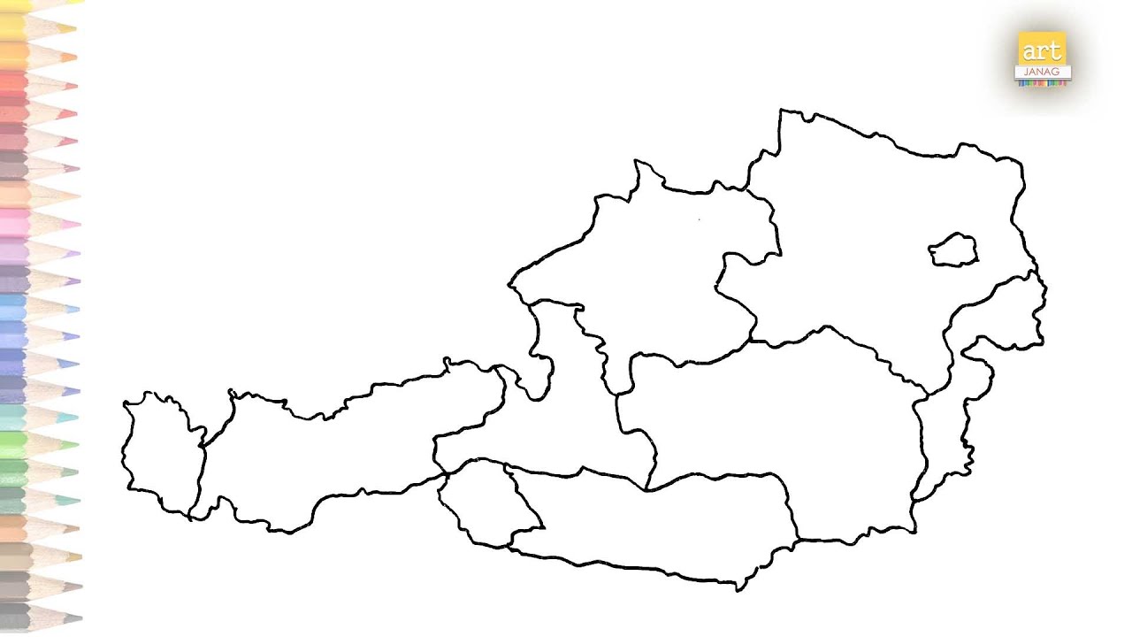 Austria map outline | How to draw Austria map outline step by step | Map drawing | art janag | #art