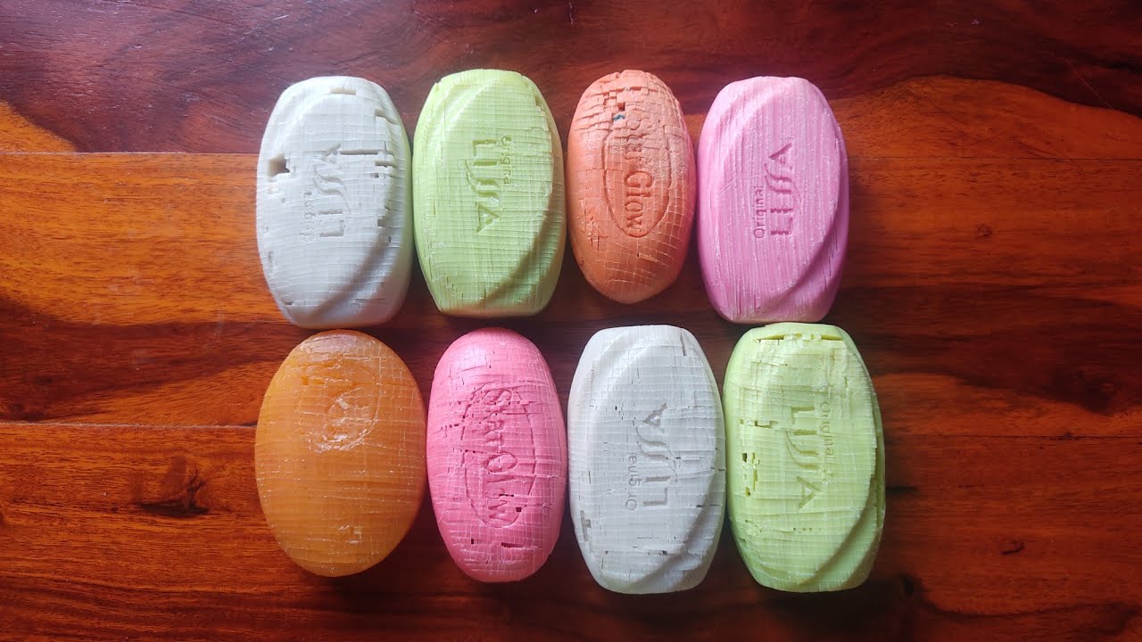 ASMR Soap Cutting Satisfying Relaxing Tickling Sounds Glitter Soap Carving Semi Dry Soap Crumble