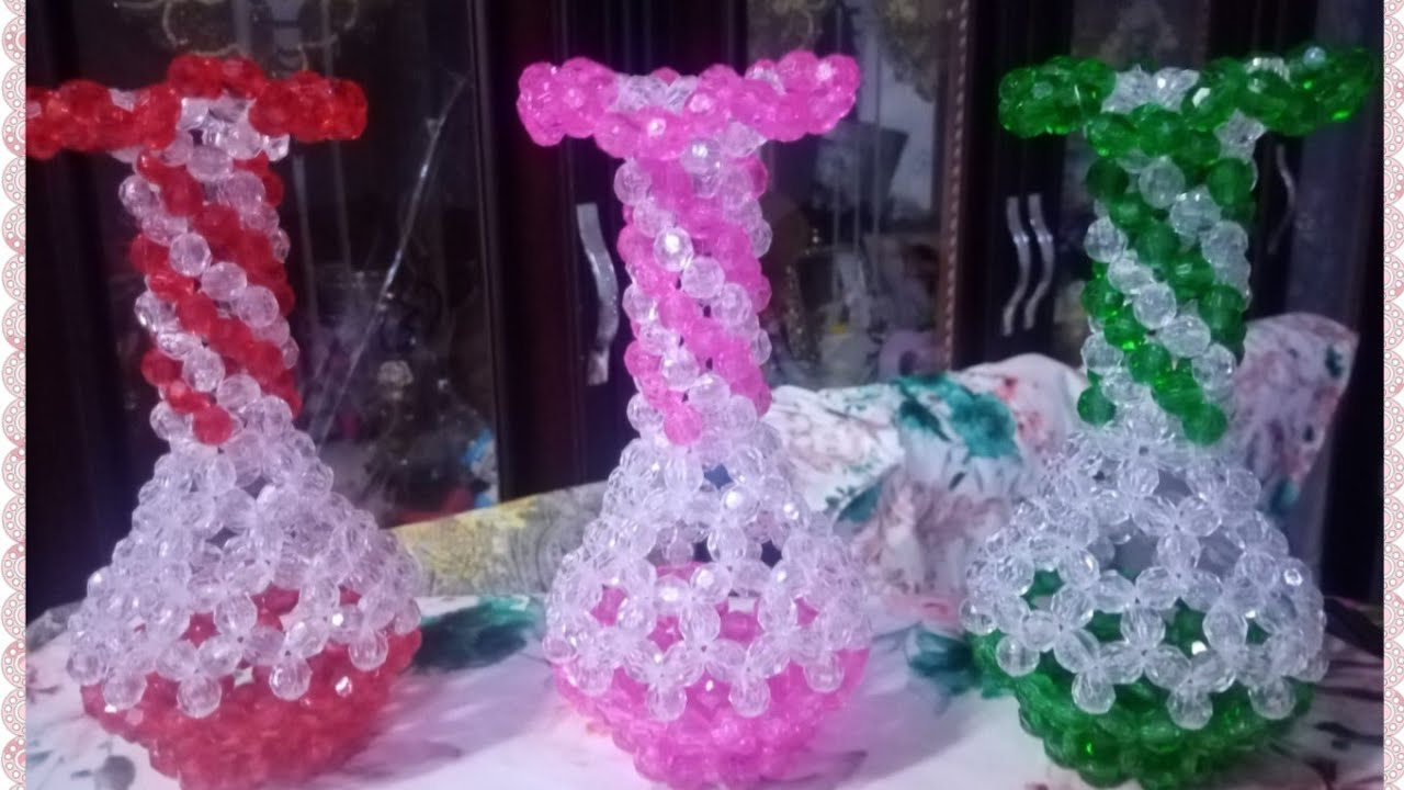 طريقه عمل فازه بالخرز تحفه فنيه للديكور How to make a vase with beads