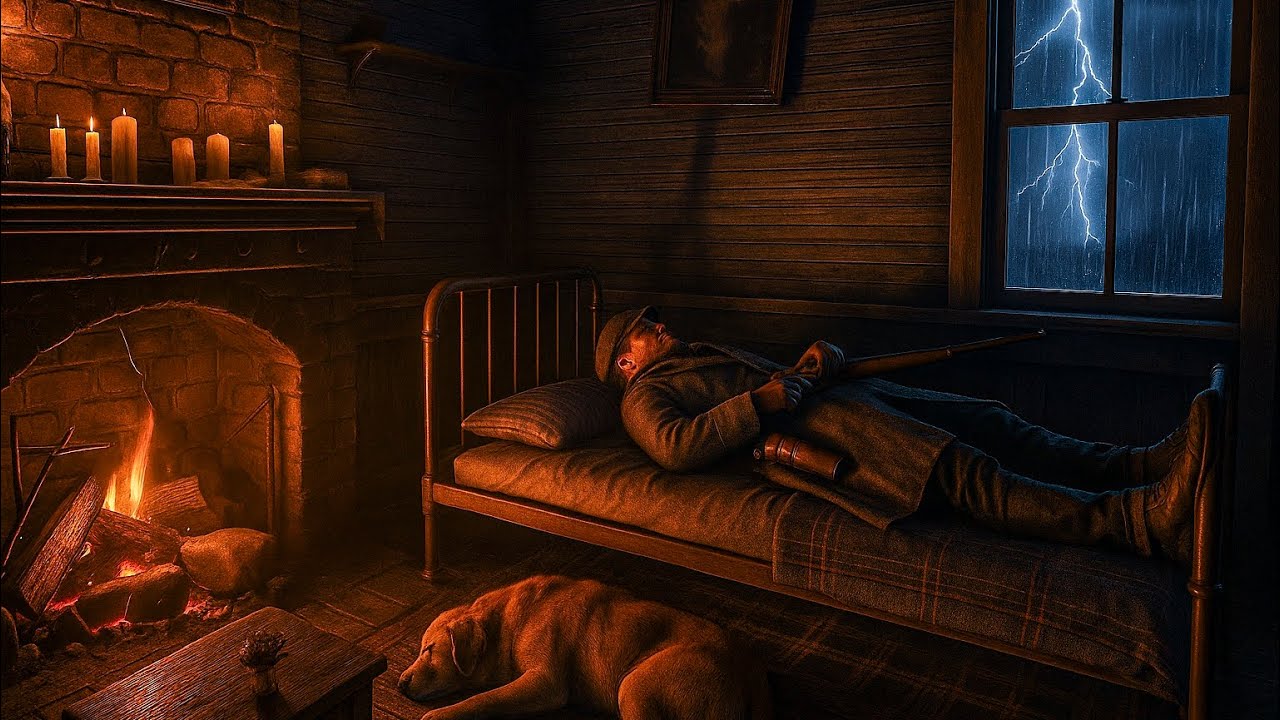 Thunderstorm in a Western Cabin – Arthur Morgan, Dog & Fireplace for Sleep|RDR2 ASMR
