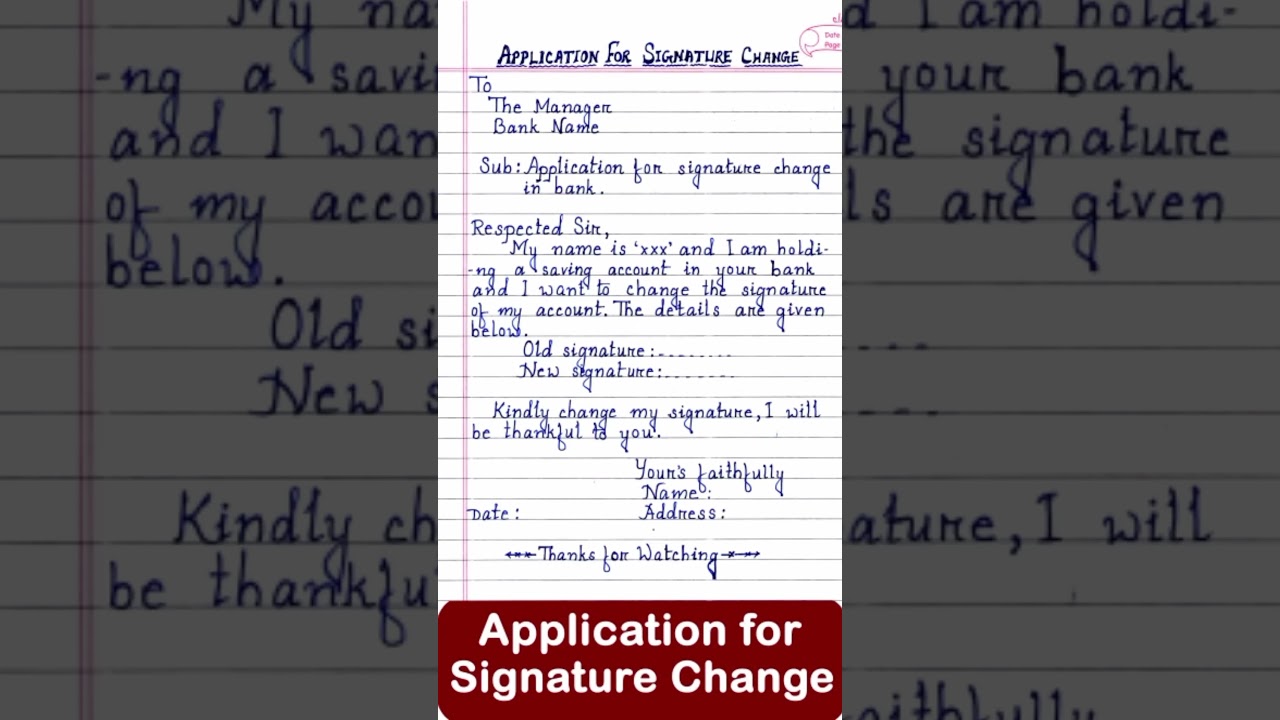 Application for signature change in Bank 🏢✍️✍️#signaturechange#shorts#shortfeed#shortvideoviral