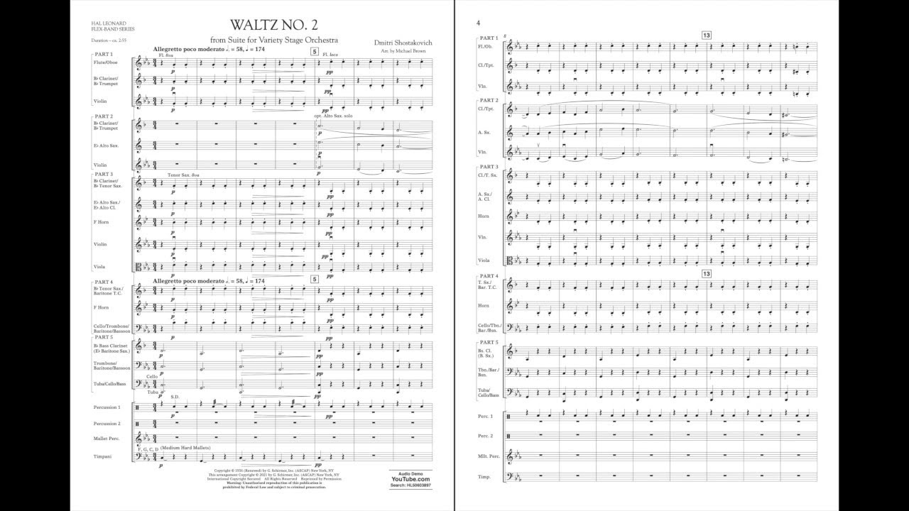 Waltz No. 2 (from Suite for Variety Stage Orchestra) by Dmitri Shostakovich/arr. Michael Brown