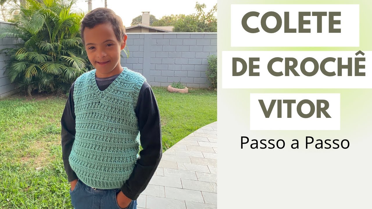 COLETE DE CROCHÊ MASCULINO VITOR por @CrisTelesCroche