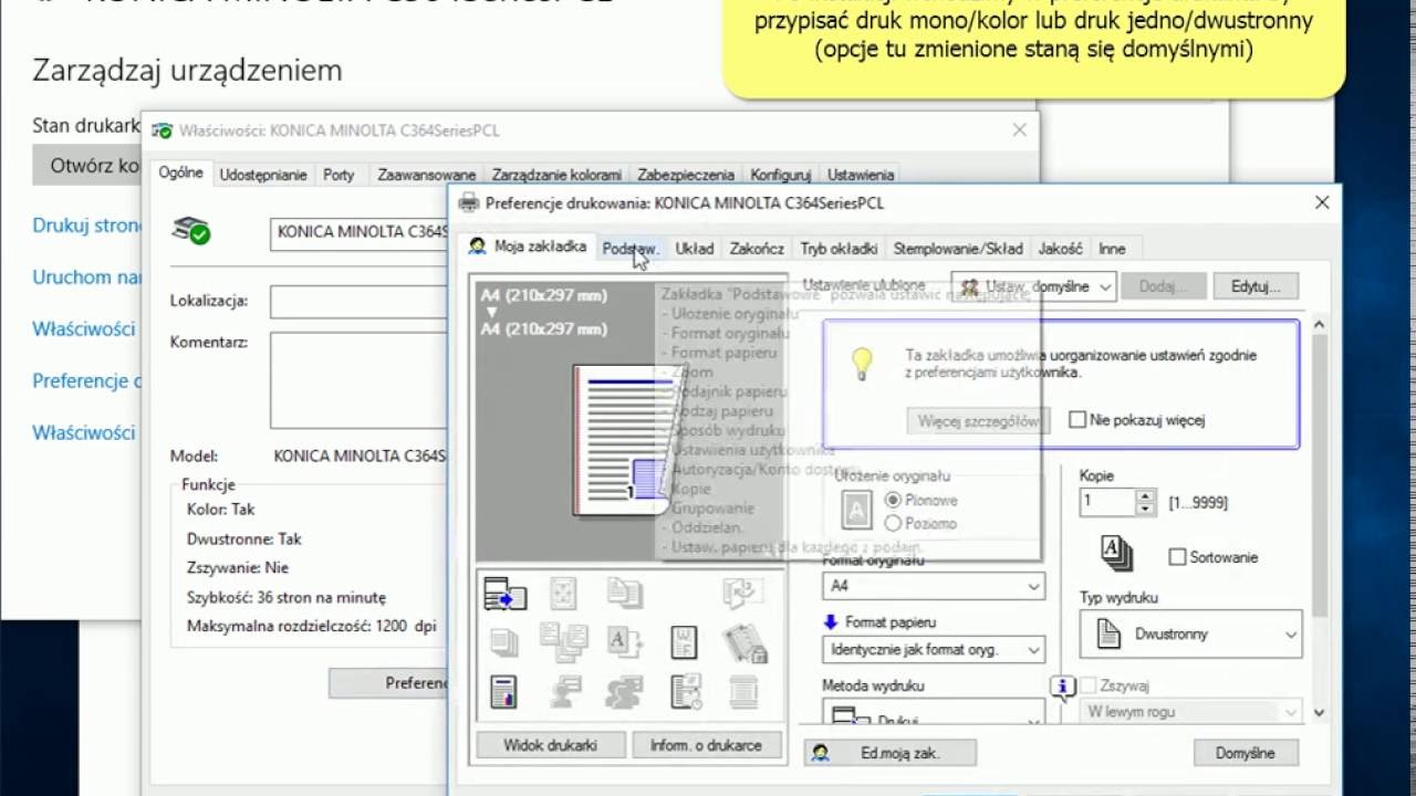 Dodawanie Drukarki Konica Minolta wszystkie modele w Windows 10