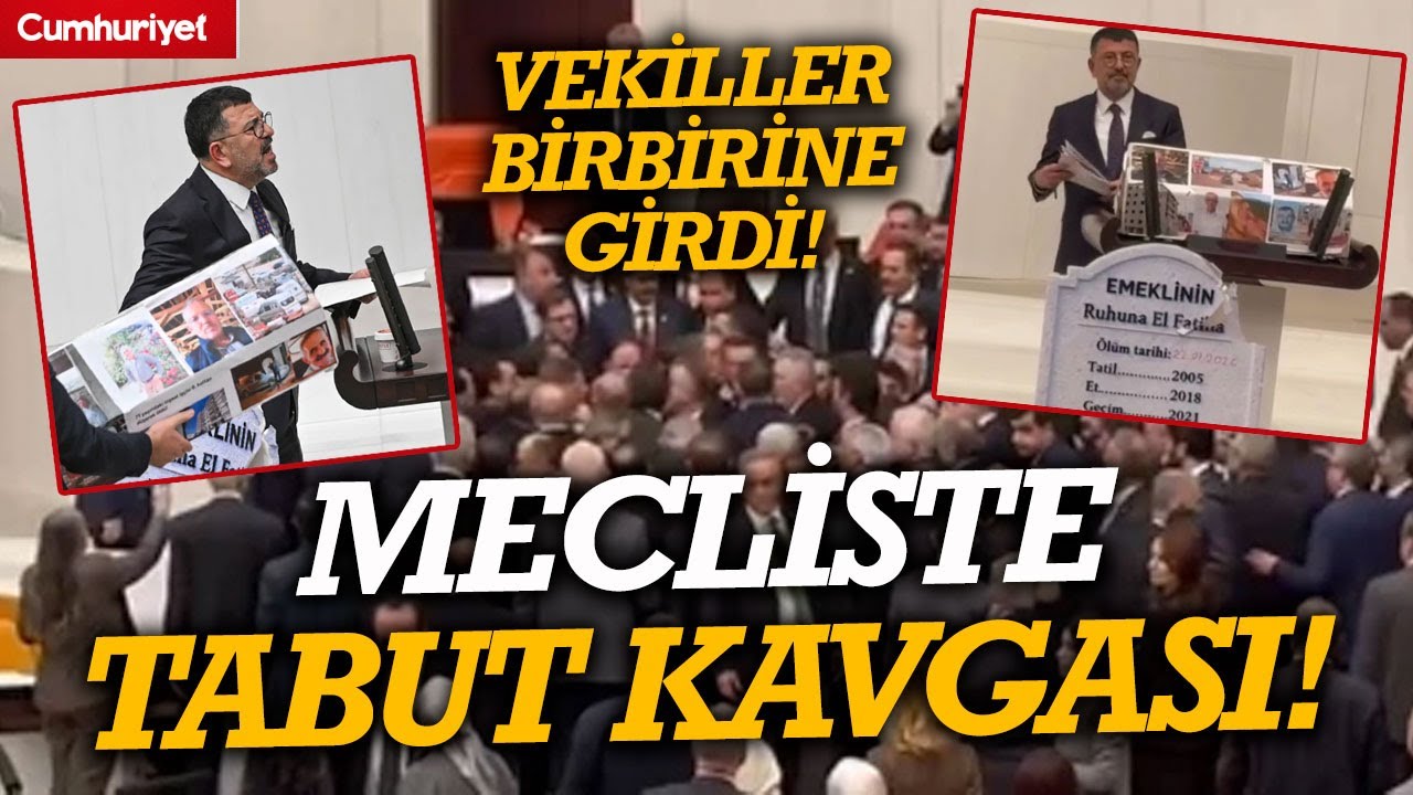 Mecliste tabut kavgası! Vekiller birbirinin üzerine yürüdü
