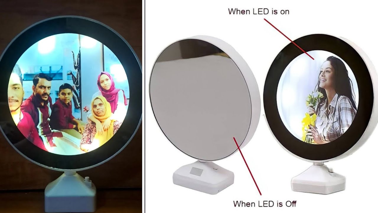 Magic Mirror Photo Frame - 2 in 1 Mirror Photo Frame - (with Led Light)