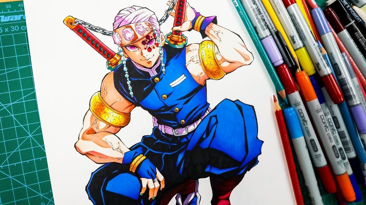 Tengen Uzui Pencil Sketch | Realistic Demon Slayer Drawing Tutorial