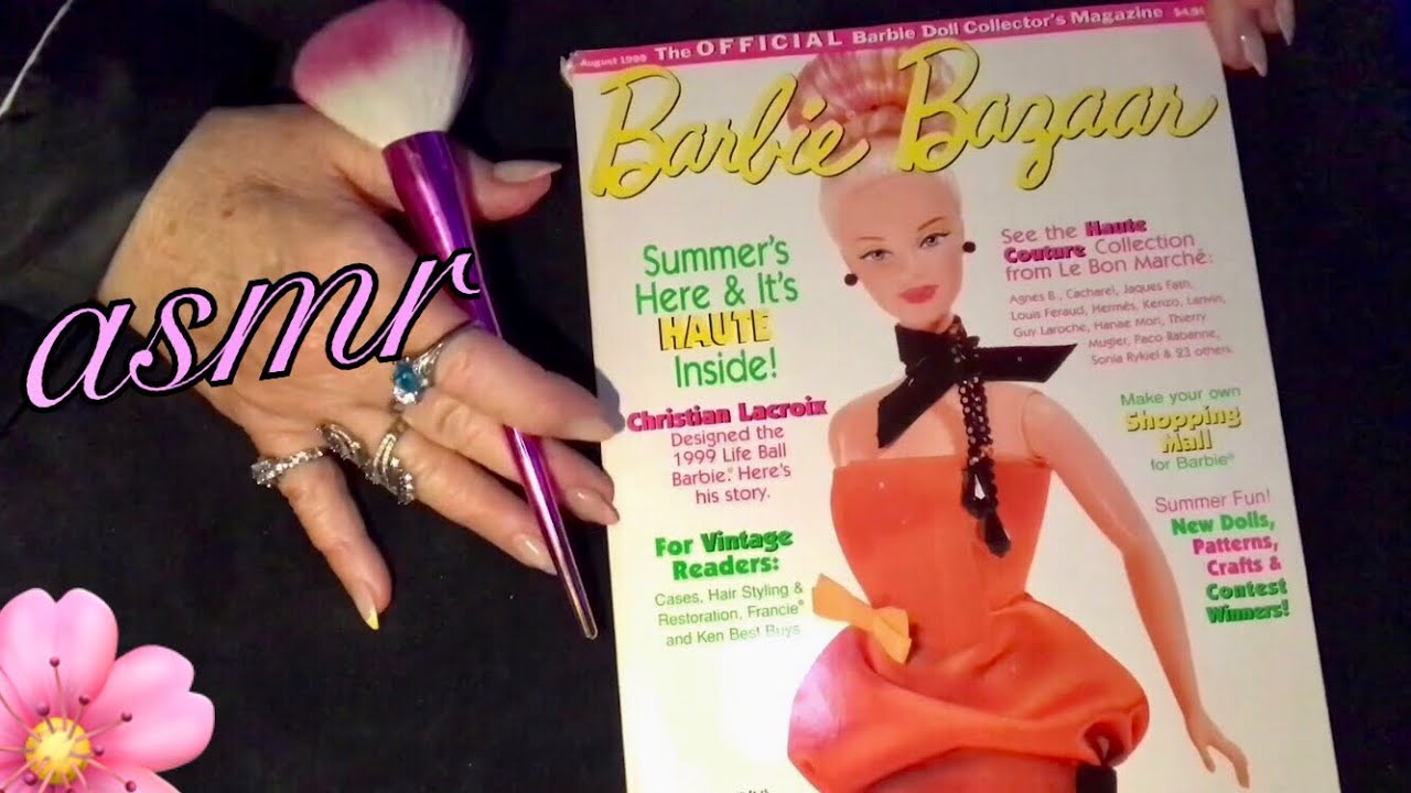 Quietly brushing thru Barbie Bazaar Magazine, Extra chewing gum ASMR