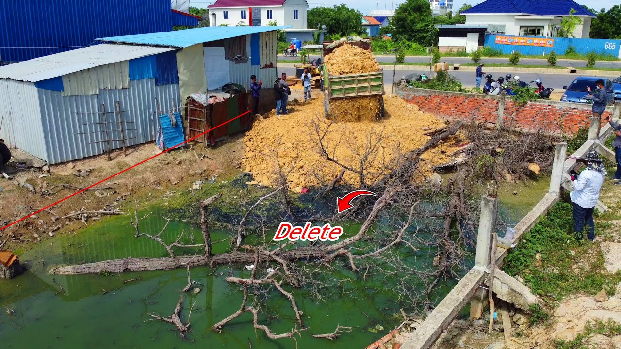 OMG NEW Project Landfill Up, Build a House using Bulldozer D20P KOMATSU Pushing Soil,5TON DUMP Truck