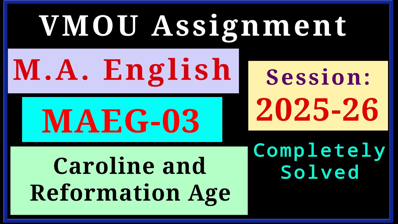 VMOU MAEG 03 Assignment July 2025 January 2026 VMOU MA English Assignment 2026 Previous Year Solved